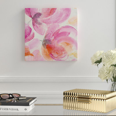 « joyeuse ii rose orange abstract », reproduction de peinture à l’acrylique sur toile tendue