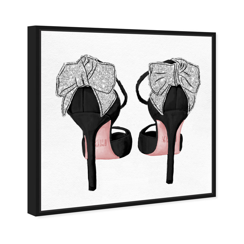 Luxe Glitter Heels - Reproduction d'art graphique sur toile, Toile avec cadre noir, H 24 po x l 24 po x P 1,5 po