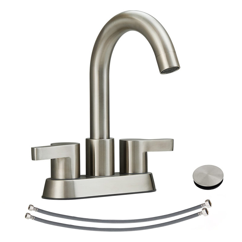 Centerset 2-handle Bathroom Faucet with Drain Assembly, Brushed Nickel