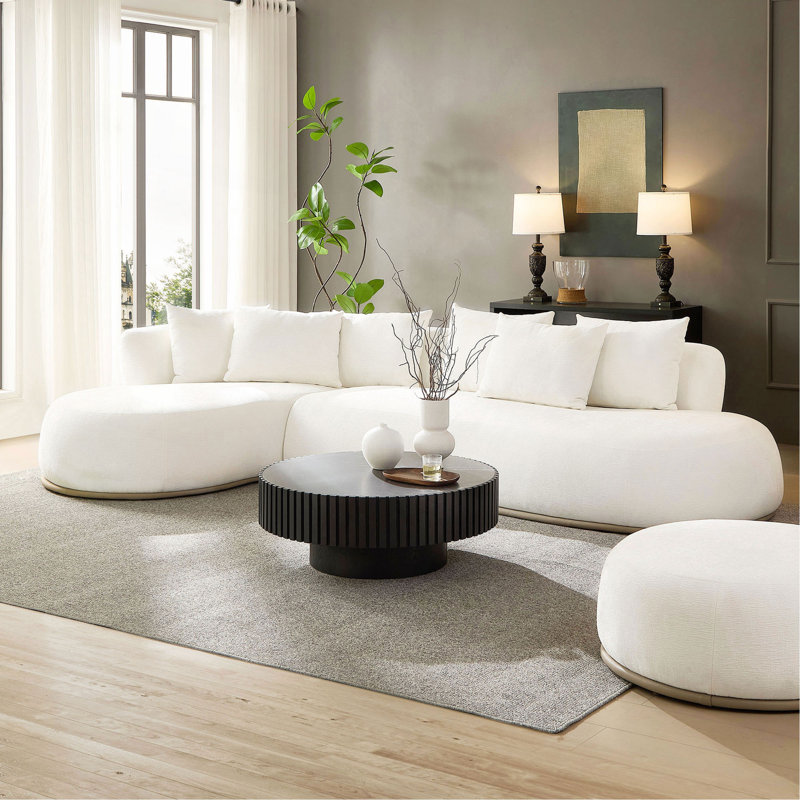 Canapé surdimensionné en L surdimensionné avec méridienne beige et assise profonde pour le salon, Left Hand Facing