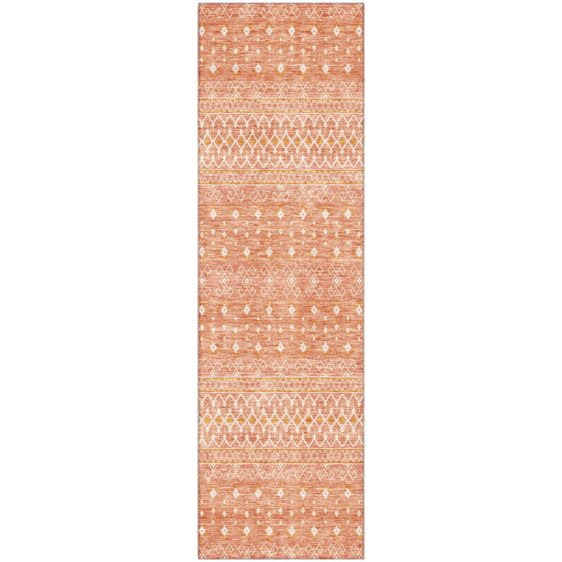 Premium Machine Washable Prisco Salmon Rug, Runner 2'3" x 7'6"
