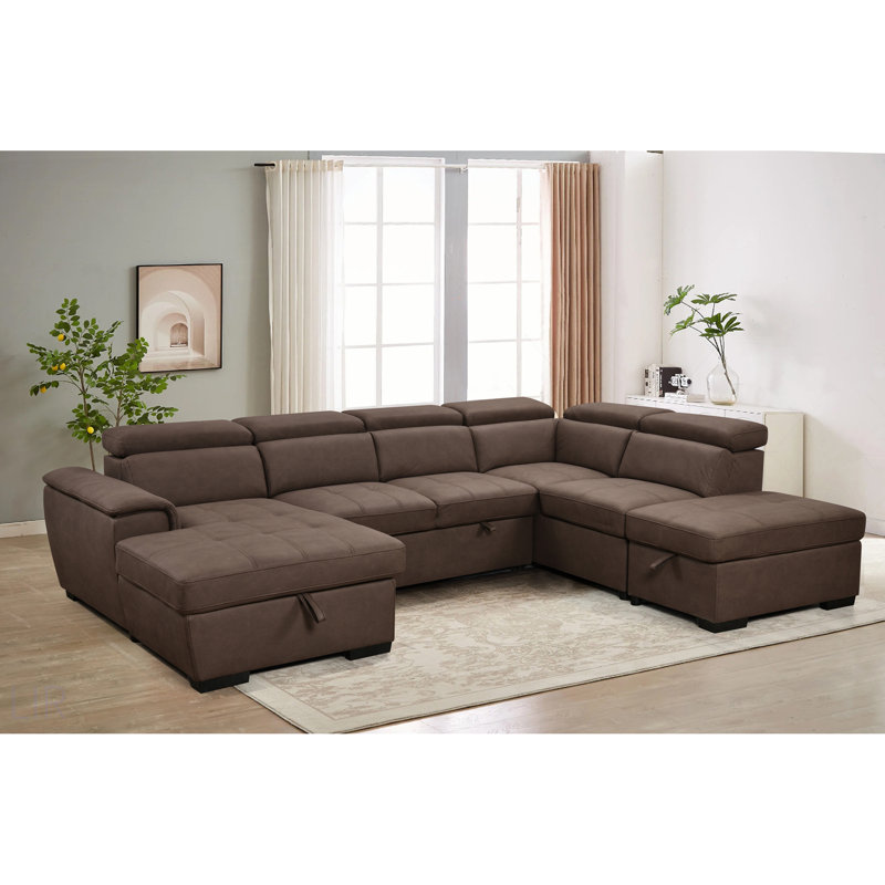 Canapé modulaire en U avec repose-pieds, canapé modulaire réversible, 7 places avec rangement et appui-tête réglable pour le salon