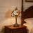 Tiffany-style Beaded Stained Glass Table Lamp, Antique Bronze Resin Base, E26 Warm Bulb Included