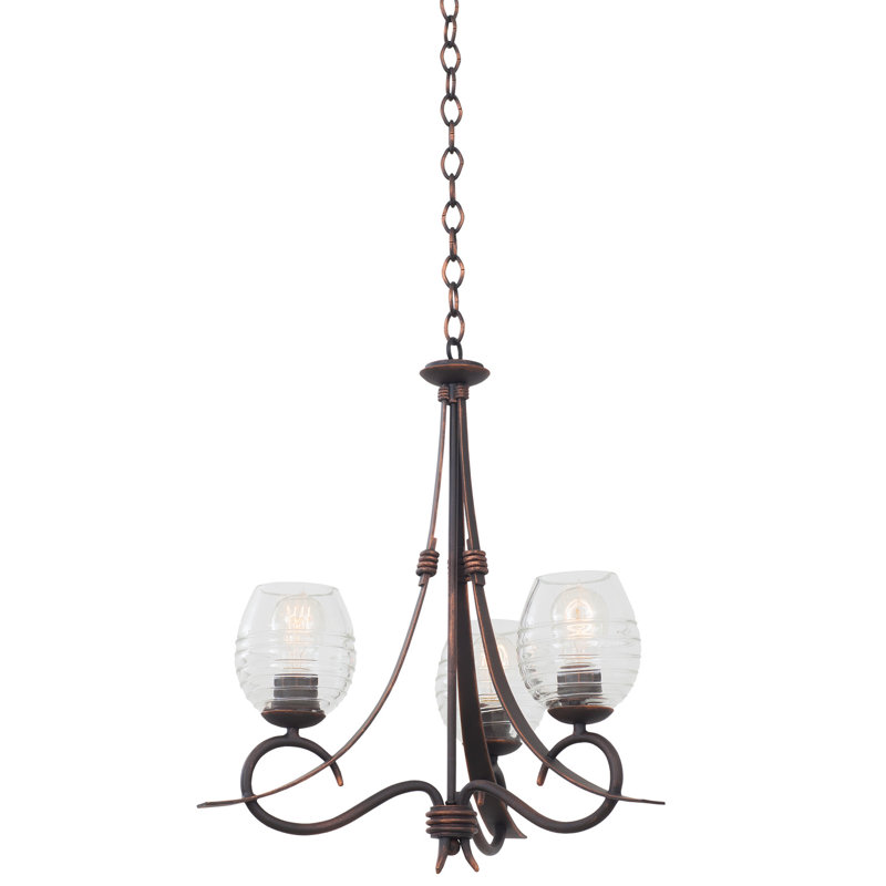 Lustre classique / traditionnel à 3 lumières Seabrook, Cuivre antique