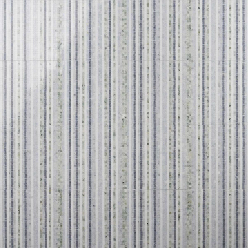 Microsaic Lines Storm Polished Marble Mosaic Tile, Blue