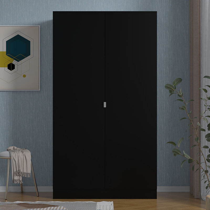 Marlyne 2 Door Manufactured Wood Wardrobe, Black