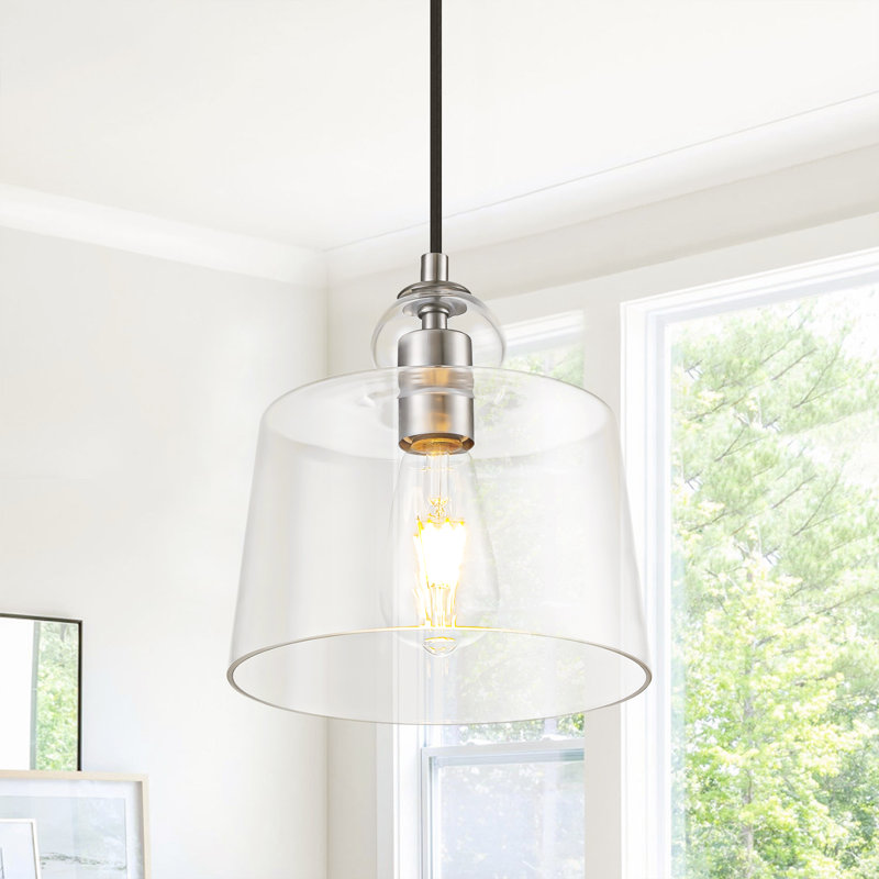 Luminaire suspendu en verre chromé à 1 lumière pour salle à manger, Chrome chrome