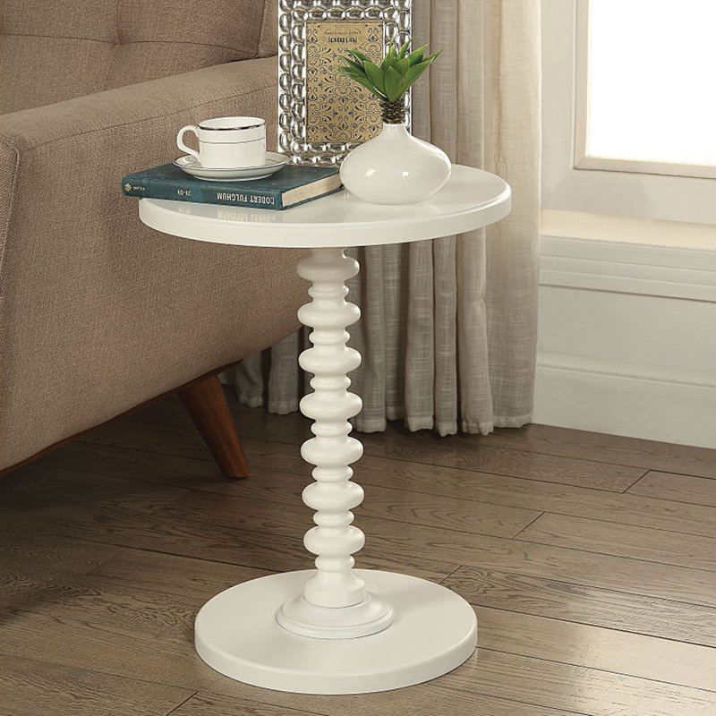 Table de bout à piédestal Fiama, Blanc, H 22,25 po x l 17 po