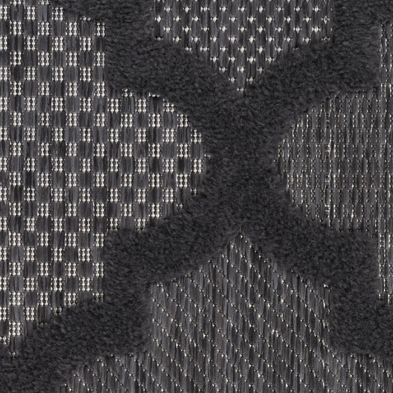 Tapis noir tissé à plat à motif géométrique 6 pi x 9 pi