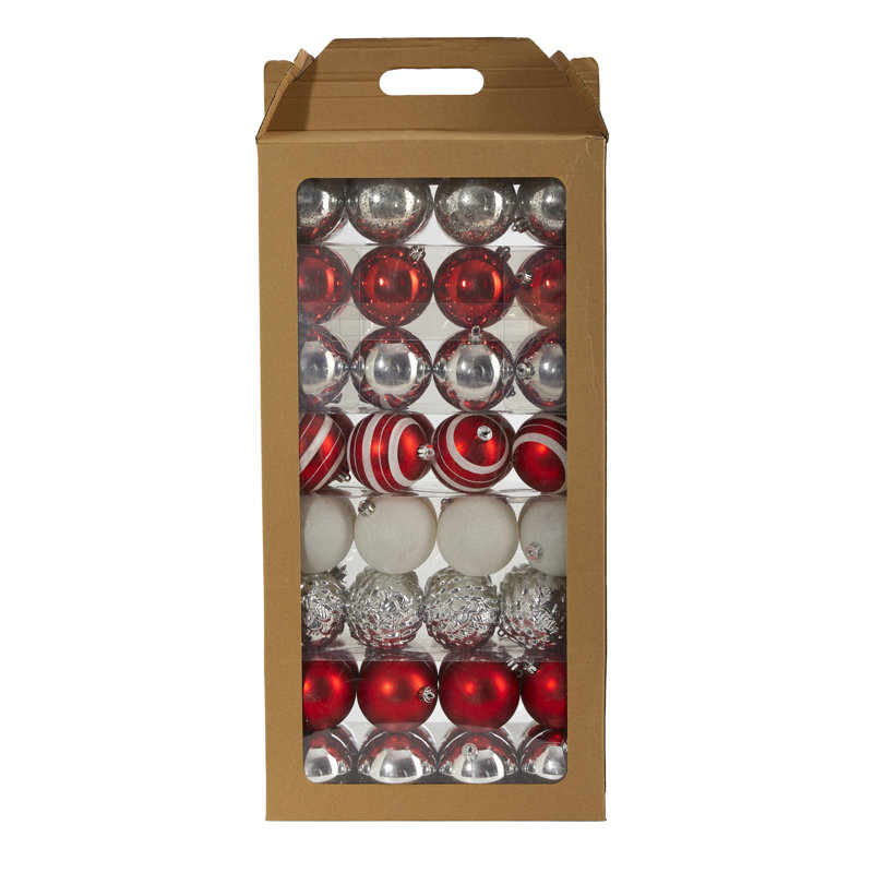 Ensemble d'ornement boule 64 pièces, Rouge