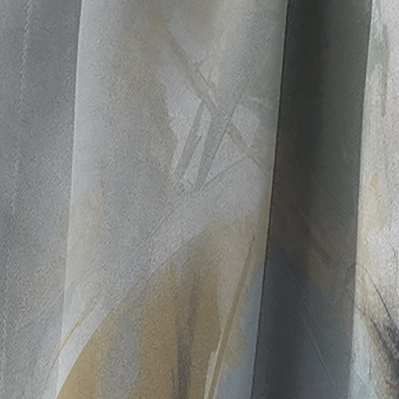 Beige et gris - Créature abstraite I - Peinture abstraite, rideau occultant - 1 panneaux, L 52 po x L 84 po