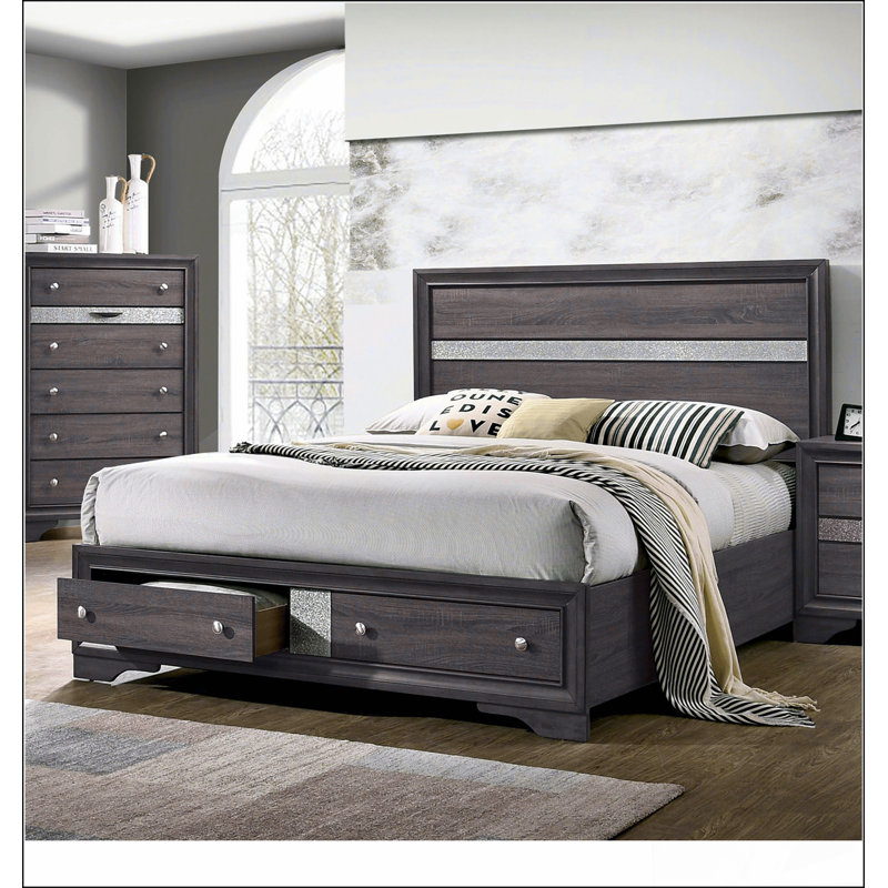 Lit de grand lit contemporain avec tête de lit 1pc et meubles de chambre à coucher