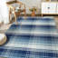 Tapis bleu tissé à la main Ziv-207454429