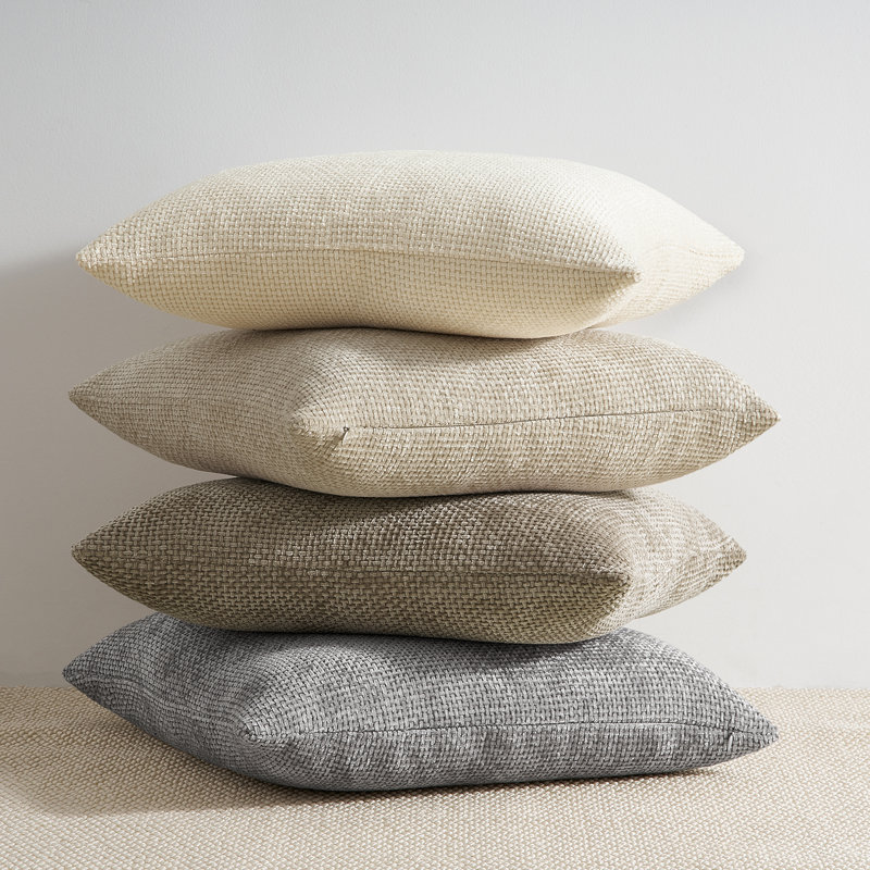 Housses de coussins décoratifs en chenille, Crème, Carré 18 po