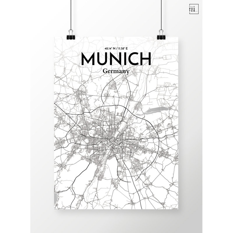 Munich City Map - No Frame Print, 43.2cm H x 27.9cm W x 0.13cm D