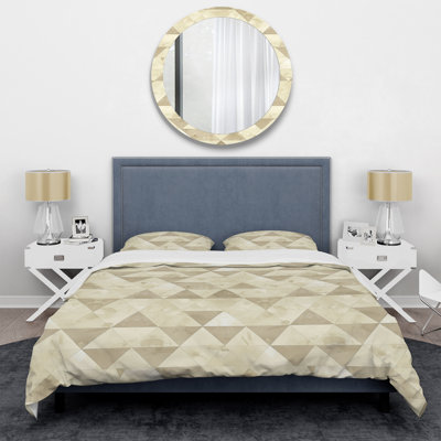 Beige crème moderne Triangle I - Ensemble de housse de couette moderne
