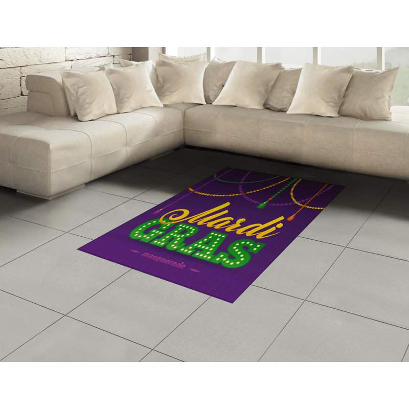 Mardi Gras High Density Long Fiber Poly Threads Decorative Area Rug Carpet, Rectangle 2'7" x 5'