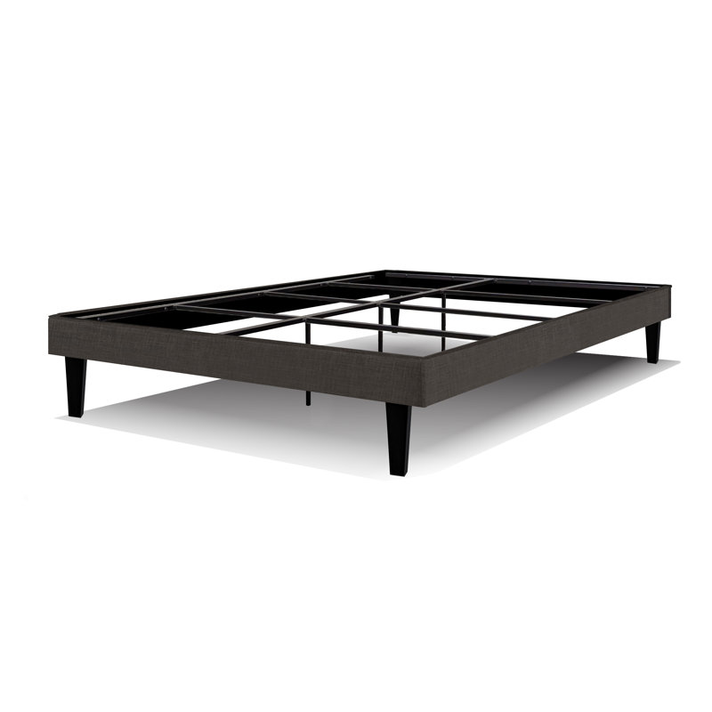 Lit plateforme tapissier 14 po Brin, Très grand, Gris foncé