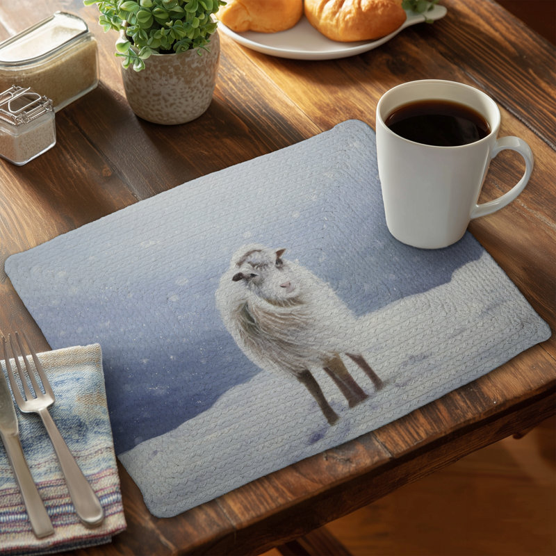 Long Hair Sheep Mountain Placemat | Braided Polyester Decor