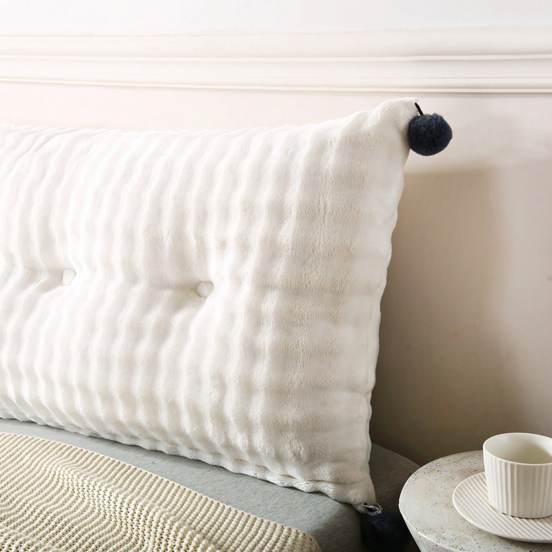 Coussin de tête de lit en fausse fourrure de lapin avec housse amovible, dossier moelleux pour travailler ou lire au lit