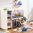 Kids Reading Nook Bench 6-Cubby Storage Bookshelf with Seat Cushion White
