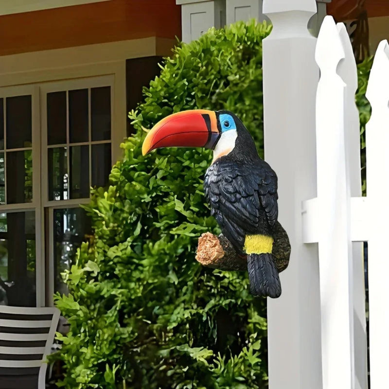 Toucan Garden Sculpture Colorful Tree, Yellow