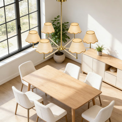 Grand lustre en rotin avec 6 lumières, luminaire suspendu réglable Boho pour îlot de cuisine de salle à manger de salon, rotin naturel tissé à la main, douille droite E12