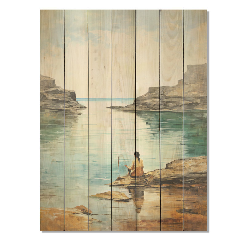 Meditation Serenity By The Sea II - Méditation sur bois, H 44 po x l 34 po