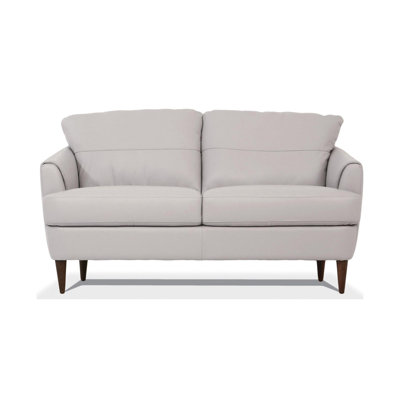 Bova Recessed Real Leather Loveseat