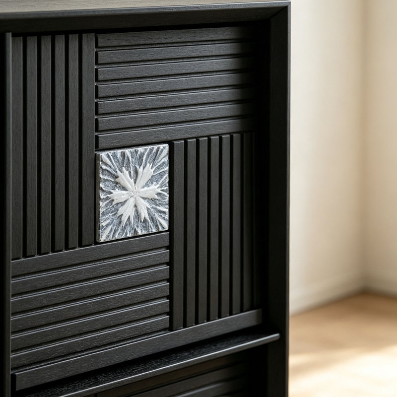 Bibliothèque à fixation au sol de style italien, 32.28" H x 29.92" W x 15.75" D