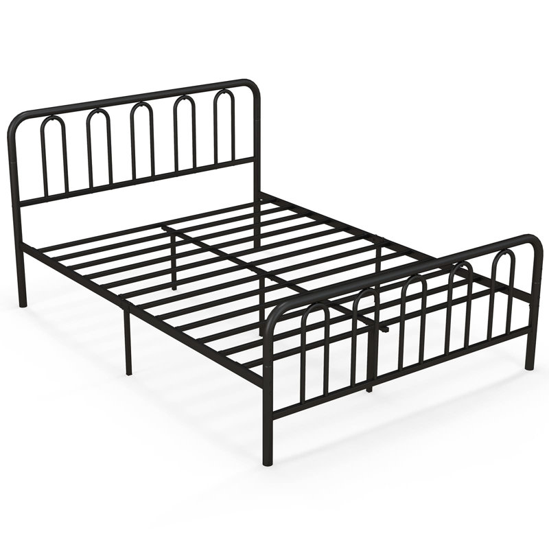 Metal Bed Frame Platform Bed With Headboard, King
