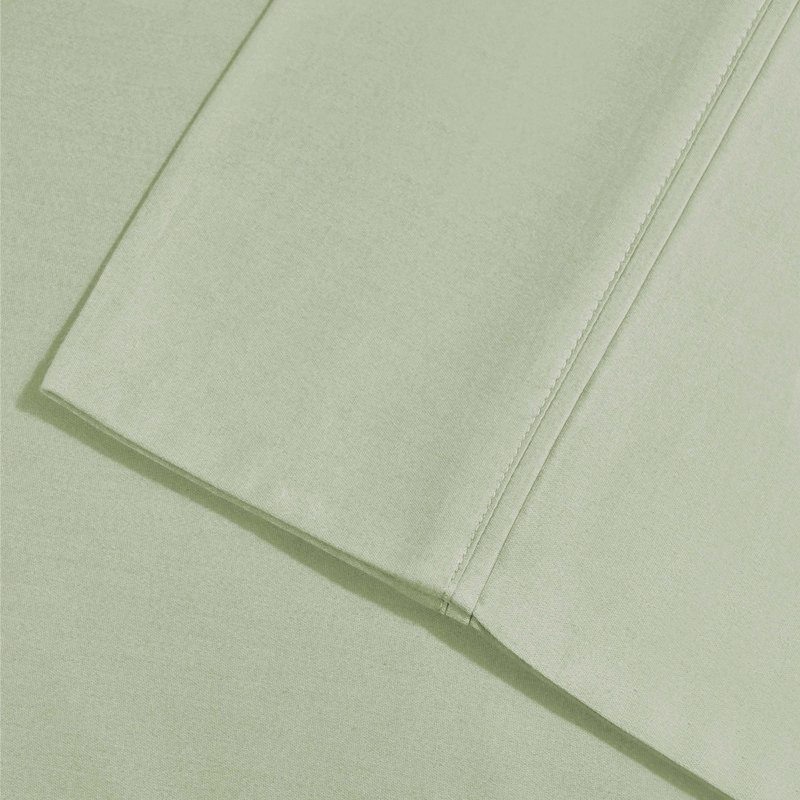 1000 Thread Count Solid Deep Pocket Cotton Blend Bed Sheet Set, Green, Queen Sheet Set with 2 Pillowcases
