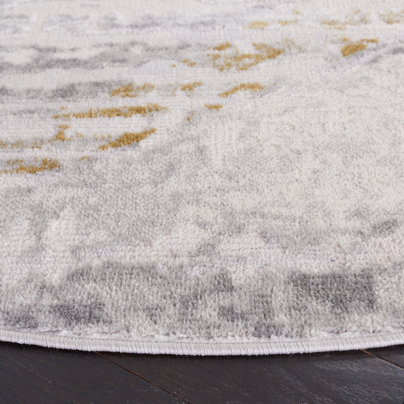 Palma 6'7" Round Gray and Beige Synthetic Rug