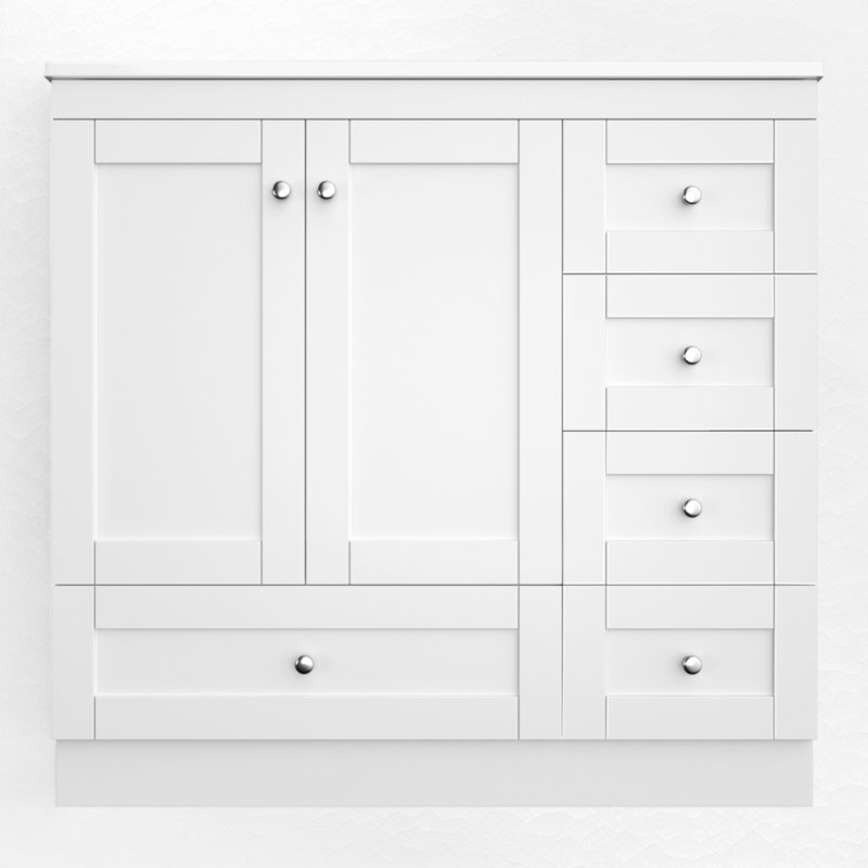 Meuble-lavabo simple 36 po avec lavabo en résine, Blanc