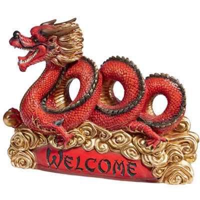 Asian Zen Dragon Garden Welcome Statue