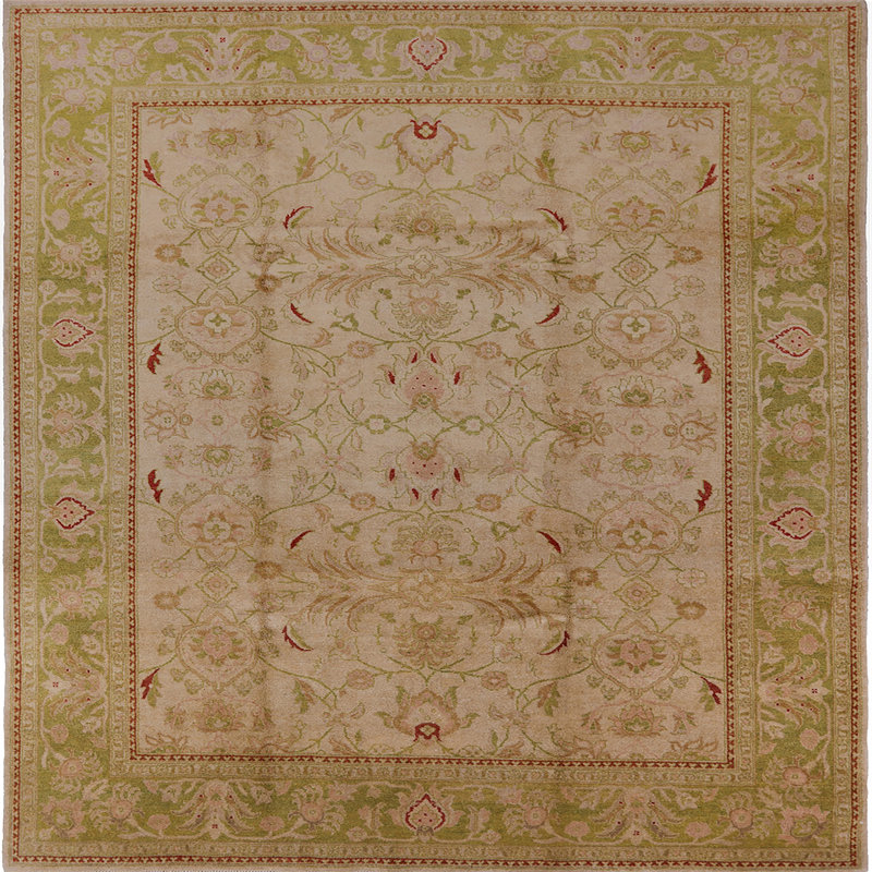 Tapis oriental vert clair / rose Cassady, Carré 7 pi