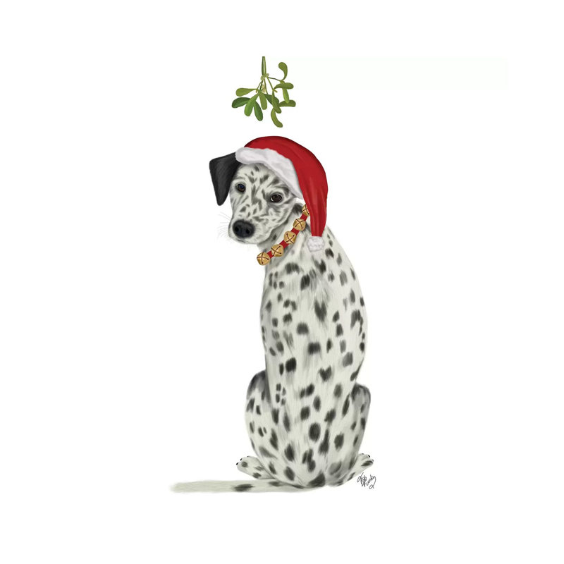 Christmas Des - Dalmatian Mistletoe by Fab Funky - Wrapped Canvas Gallery-Wrapped Canvas Giclée