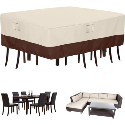 Housse pour ensemble de meubles de patio résistant aux intempéries, protecteur imperméable avec boucles de coin avec poignées en tissu et passepoil noir