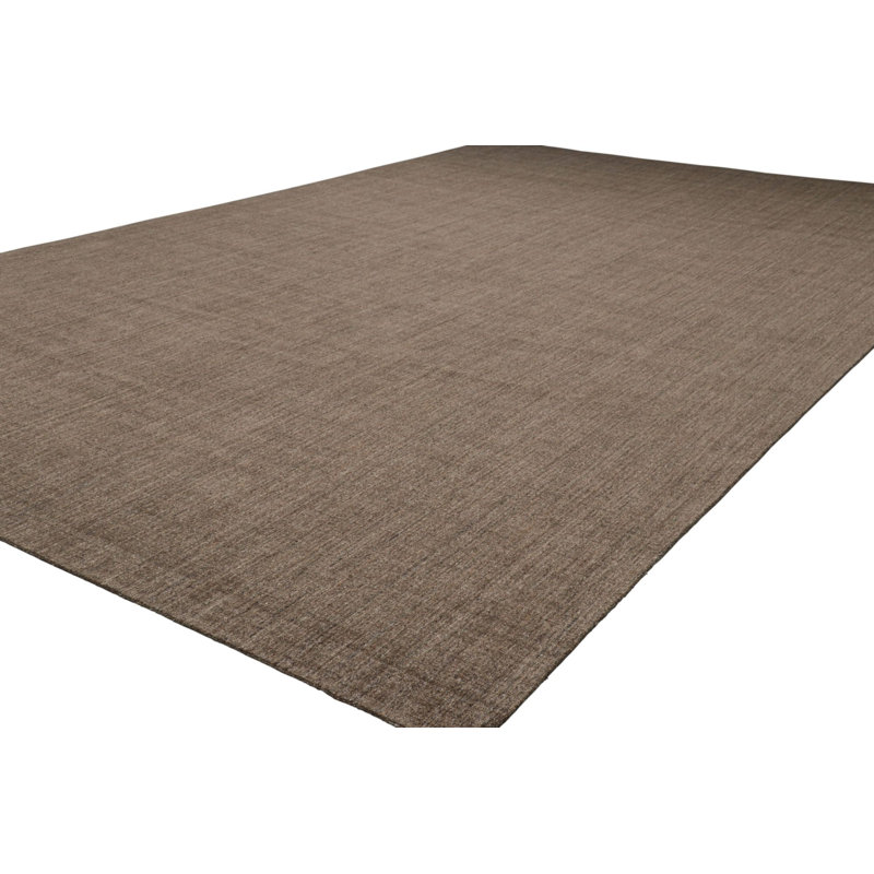 Modern Textural Hand Knotted Wool Striped Area Rug, Rectangle 12' x 18'
