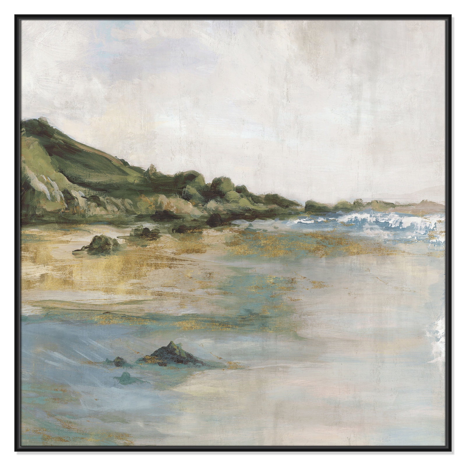 Tide’s Edge Print by , 46.5" H x 46.5" W, Black
