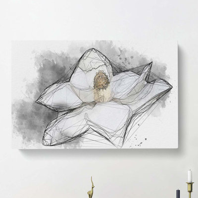 Blooming White Magnolia in Abstract - Wrapped Canvas