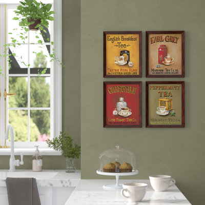 " Tea Time! Vintage Tea Signs; Earl Gray, English Breakfast, Chamomile And Peppermint " by Gregory Gorham 4 - Pieces