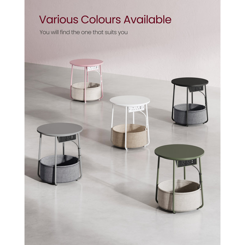 Nychelle Cross Legs End Table with Built-In Outlets, Pink Incorrect