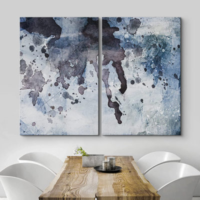 «Grunge Abstract Paint Effect Blue Watercolor Pastel Graffiti Stroke», reproduction d'art sur toile