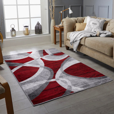 Hazzard Red/Grey Area Rug