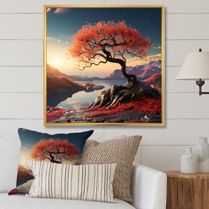 «Maple Tree With Graceful Curves II», reproduction d'art sur toile, Cadre flottant doré, 24" H x 24" W