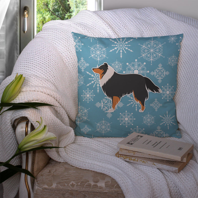 Winter Snowflakes Indoor/Outdoor Throw Pillow, 14" H x 14" W x 3" D