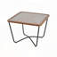 Table basse carrée avec plateau géométrique en verre et cadre industriel en métal - 23,6 po