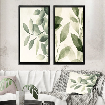 Feuilles de sauge douce I - Décoration murale feuilles, ensemble de 2