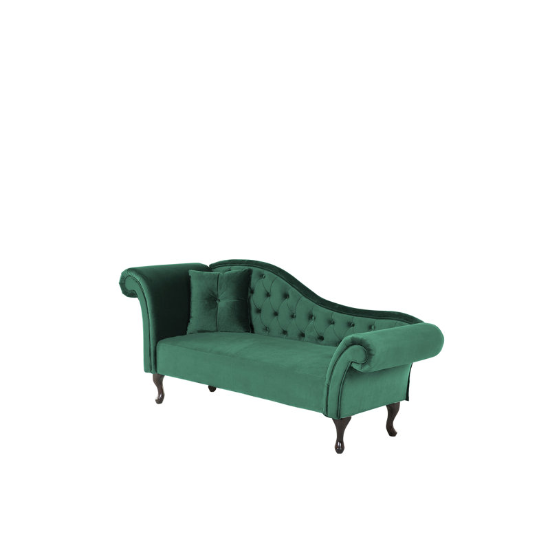 Whitlock Velvet Chaise Lounge, Left-Arm Chaise, Green